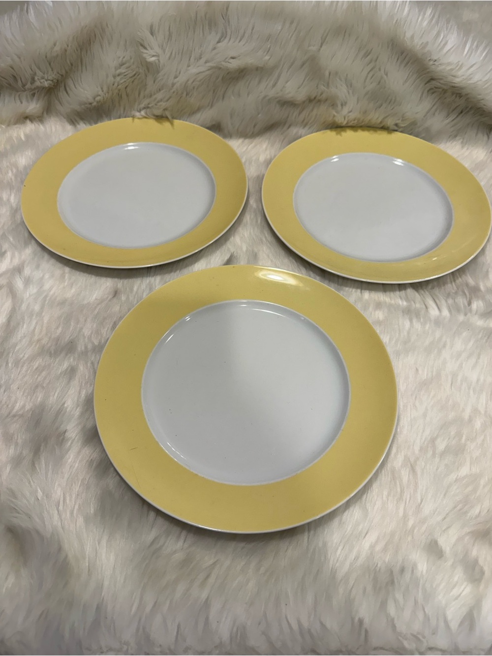Thomas Rosenthal Sunny Yellow Rim Dinner Plate Set 3 Pieces Ceramic Germany